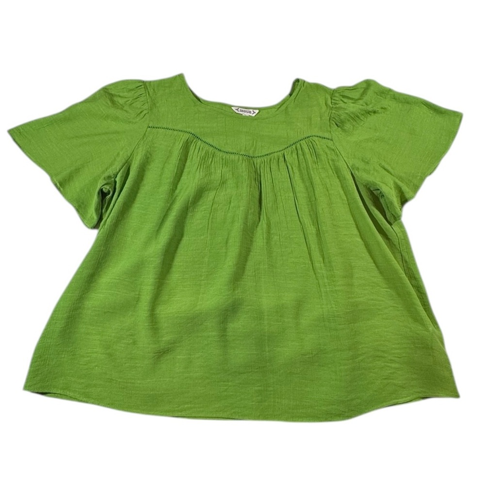 Nanette Lepore Women’s Green Flowy Short Sleeve Semi-Sheer Blouse Size M